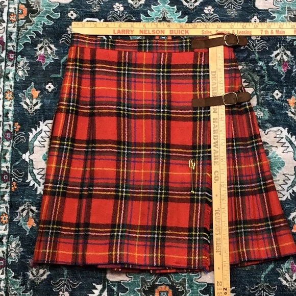 VTG Cambridge Dry Goods Red Tartan Plaid Pleated Wrap Mini Skirt - Picture 6 of 13
